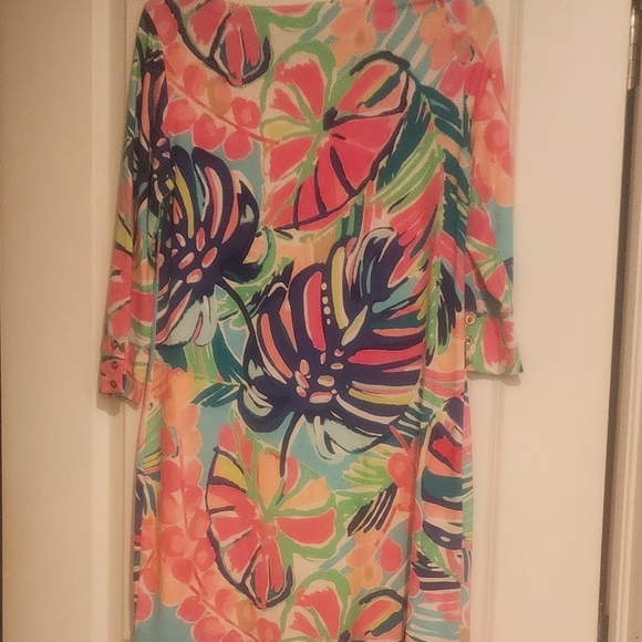 Lilly Pulitzer Womans Dress Sophie Pink Multicolor Floral Tunic 3/4 Sleeve - Picture 3 of 6